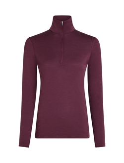Icebreaker Women's Merino 200 Oasis LS Half Zip - Dk Berry - Langærmet uldtrøje